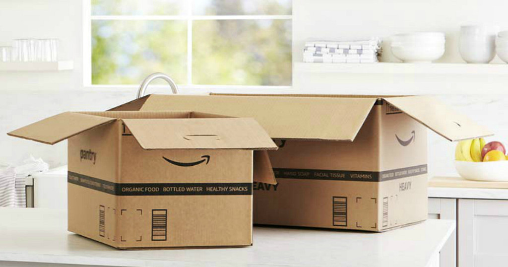 Amazon Prime Pantry boxes on counter
